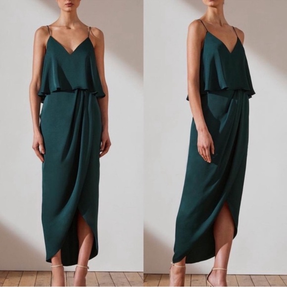 EUC Shona Joy Luxe Cocktail Frill Dress Green Tulip size 6 - Picture 1 of 4